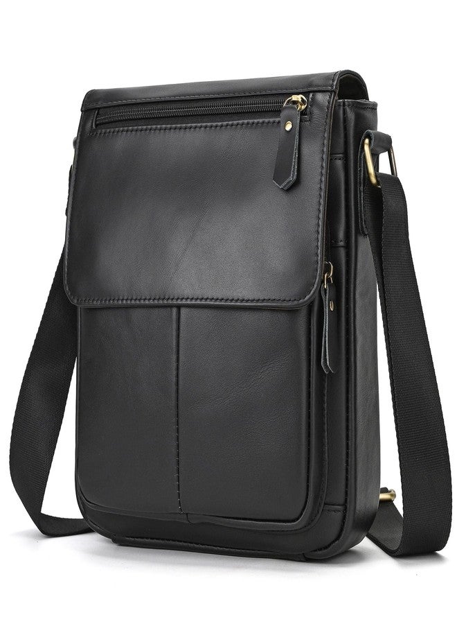SAIION Small Leather Messenger Bag for Men Shoulder Bag Crossbody Vintage Handbag Man Purse for Ipad Travel Bussiness Office - Image 1